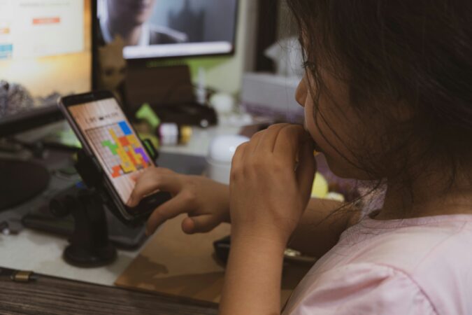 Small child on the phone
